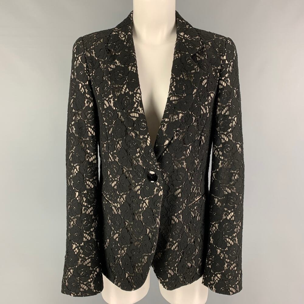 EMPORIO ARMANI Size 8 Black Light Grey Cotton Polyamide Jacket
